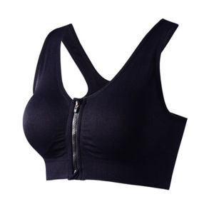 🇲🇾STOCK KL FELLO Women Plus Size 100% Cotton Soft Front Open Zips Sport Bra Dance Fitness Exercise Running Gym Sekolah Yoga Fitness Tops Bra