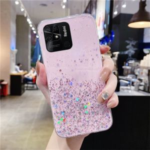 Case For Redmi 10C 10A 10 9 9A 9C 5G 4G Xiaomi Mi Starry Sky Silver Foil Glitter Epoxy Soft Phone Casing Back Cover Anti-fall Shockproof