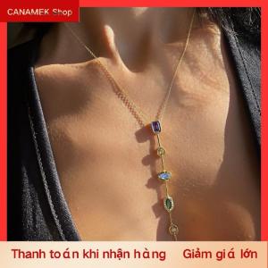 CS Phong Cách Retro Đầy Màu Sắc Zircon Tua Không Thường Xuyên Nối Dài Vòng Cổ Ánh Sáng Sang Trọng Mặt Dây Chuyền Xương đòn Chuỗi Đối Với Phụ Nữ Đồ Trang Sức