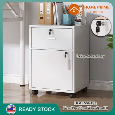 HOME PRIME DG0018 Office Mobile Pedestal File Cabinet with Wheels Drawers with Locks Office Storage Cabinet Lockers Office Furniture Kabinet Ofis Perabot Ofis