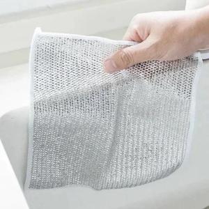 ZEEMIN Silver Cleaning Cloth Magic Dish Towel Reusable Non Stick Oil Dishcloth Pot Strong Rust Replace Steel Wire Balls Rag