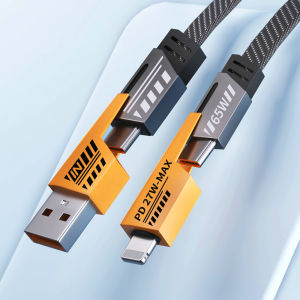 GIMIOU 4-in-1 PD65W Cable Fast Charging USB Type C Data Cord Lightning 27W Quick Charger for iPhone 16 15 14 Samsung Xiaomi Vivo Realme Android Cellphone