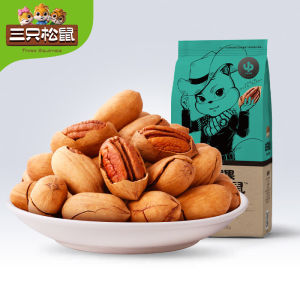 【Three Squirrels Green Root Fruit 160g】Leisure Snacks Nut Specialty Fried Longevity Fruit Daily Nuts【三只松鼠碧根果160g】休闲零食坚果特产炒货长寿果每日坚果