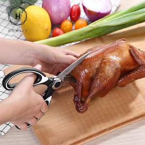 Homlly Basic Multi Purpose Heavy Duty Meat Kitchen Scissors Shears (* FREE PEELER)