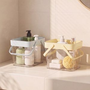 WENKEN Thiết bị cầm tay Giỏ đựng đồ trong phòng tắm Trong suốt Dung lượng lớn Giỏ đựng đồ lặt vặt Di động Dopamine Giá đựng dầu gội và đồ dùng tắm dành cho Nhà bếp Phòng tắm