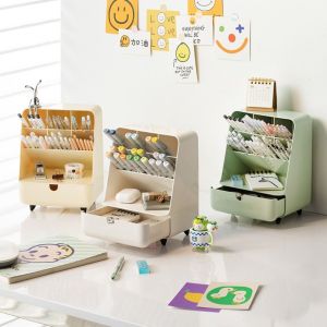 GIORGIONE Sức chứa lớn Hộp đựng bút để bàn Đa chức năng Lưới chia Kệ văn phòng phẩm cắm nghiêng Thuận tiện Thú Cưng Hộp đựng văn phòng phẩm Sinh viên