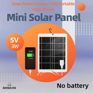 Solar Panel 3W USB Security Camera Waterproof Monocrystalline Portable Charger for Phone Outdoor Camping RV