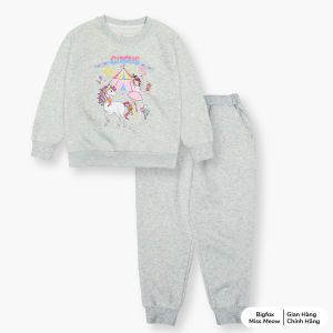 Quần áo thu đông cho bé gái Bigfox Miss Meow bộ nỉ bông cho bé in Bale Circus size đại trẻ em 34567891011 tuổi