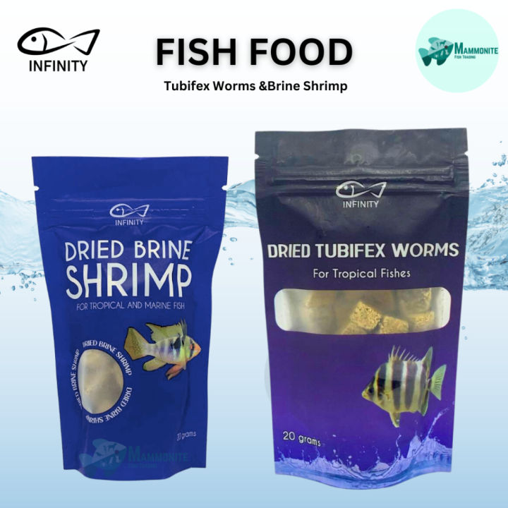 Aquatic Foods Freeze Dried Brine Shrimp & Tubifex Cubes, 5oz Resealable Bag For Tropical Fish