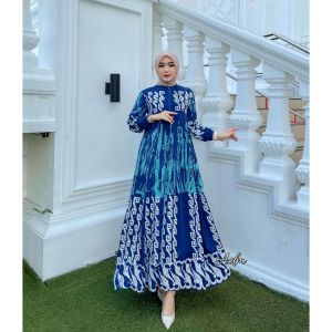 Gamis Rayon Candi Mekar Tema Blue Sapphire Dress Keren Berkelas/New Lounching
