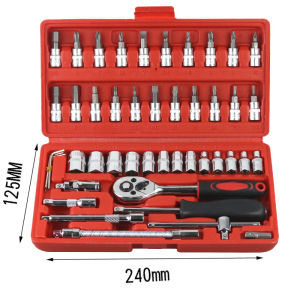 (COD) Socket Wrench Pas Socket Set 1/4 Car Repair Tool 46 pcs Lengkap Socket Tool Kit Pas Ring L Motor Mobil