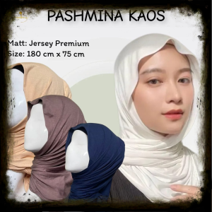 hijab pasmina bahan jersey kaos premium kekinian dan terbaru