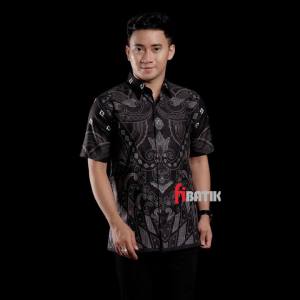 Kemeja Batik Pria  Lengan Panjang Dan Pendek Kemeja Batik Pria Lengan Panjang Dan Pendek Couple Batik Ayah Anak Motif G Kecil Warna Hitam