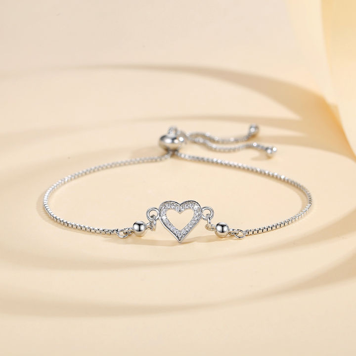 Y754 [COD✔]Gelang Rantai Titanium Lapis Emas Stainless Wanita Heart Jewelry Gift for Wanita