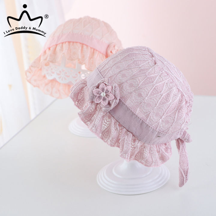 Cute Flower Baby Girl Hat Lace Ruffle Newborn Soft Cotton Toddler