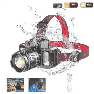 Headlamp Senter Kepala LED Induksi Sensor Gerak Glare T8 Zoom Rotating/Lampu Kepala LED Super Terang 5000 Lumen dengan Sensor Tangan USB Charging Senter Sorot dengan 6 Mode Cahaya Lampu Kepala Untuk Memancing