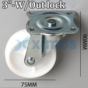 Xximos 1.5 Inch-3 Inch White Trolley Wheels Heavy Caster Wheels Fixed/W/Out Lock/With Locks