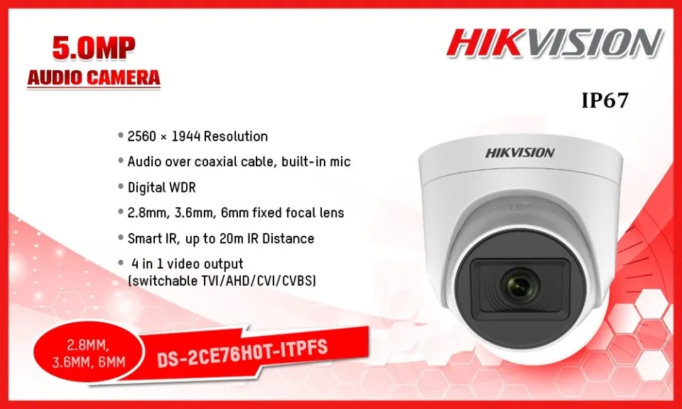 CAMERA DOME HD-TVI HIKVISION DS-2CE76H0T-ITMFS 5Mp 3K Tích hợp mic thu âm -  hàng chính hãng | Lazada.vn