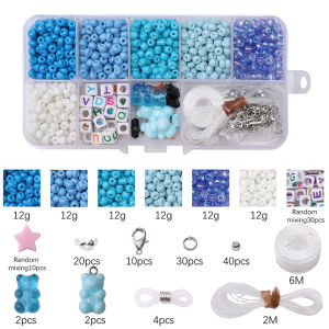 870Pcs/Box Mixed Colorful Czech Glass Beads Acrylic Beads Kit Set For Jewelry Making DIY Charm Bracelet Keychain Phone Chain Crafts Accessories