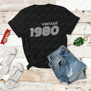 [Local Stock] VCC Vintage 1980 Birthday Gift T-Shirt Retro Style 80s Man Women Tshirt Casual Fashion Loose Harajuku Short Sleeve Cotton T Shirt