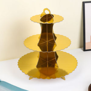 Multi-layer Paper Cake Rack Birthday Party Decoration Three-layer Hot Stamping Gold Cupcake Stand