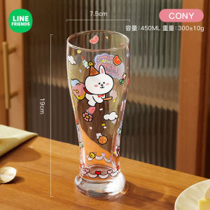 450ml LINE FRIENDS Brown Cute Summer Glass Water Cup Cony Girl Cold Drink Juice Beer Cup SALLY Cartoon Home Milk Cup Kids GiftEIRU-2IJ