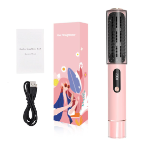 แปรงที่ยืดผมตรงไร้สายทำความร้อนเร็ว5เกียร์ปรับอุณหภูมิ USB ผมตรงหวีแบบชาร์จไฟได้