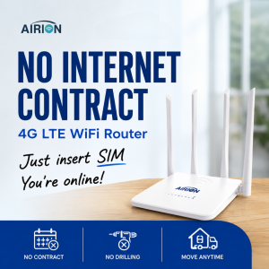 AIRION 4G LTE Wireless Router | SIM Card Router | Plug & Play | USB Powered | Home WiFi | No Contract
