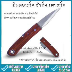 มีดตอนกิ่ง ติดตา ชำกิ่ง ขนาด 7.5 - 8 นิ้ว ม้วน วัสดุทำจากใบมีดสแตนเลส ปลายแหลม คม(HongKong60)