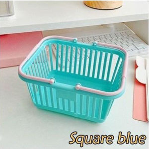 Cute Mini Macaron Handheld Storage Basket Multi-Purpose Square Storage Box Desktop Organizer Shopping Basket Cosmetic Stationery Storage Basket