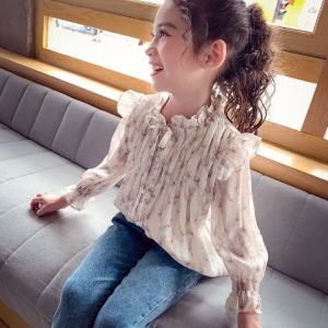 (1-5 Tahun) Wendy Blouse Chiffon / Import Korea Blus Anak Perempuan Impor Kemeja Atasan Branded Baju Putih Balita Lengan Panjang Korean Kiosbalitafawa