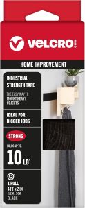 VELCRO Brand Heavy Duty Fasteners Black 4 x 2 in Strips 8 Sets    Industrial Strength Adhesive Stick On Tape Fasteners Strips with Adhesive Hold Up To 10 Lb For Indoor Or Outdoor Use