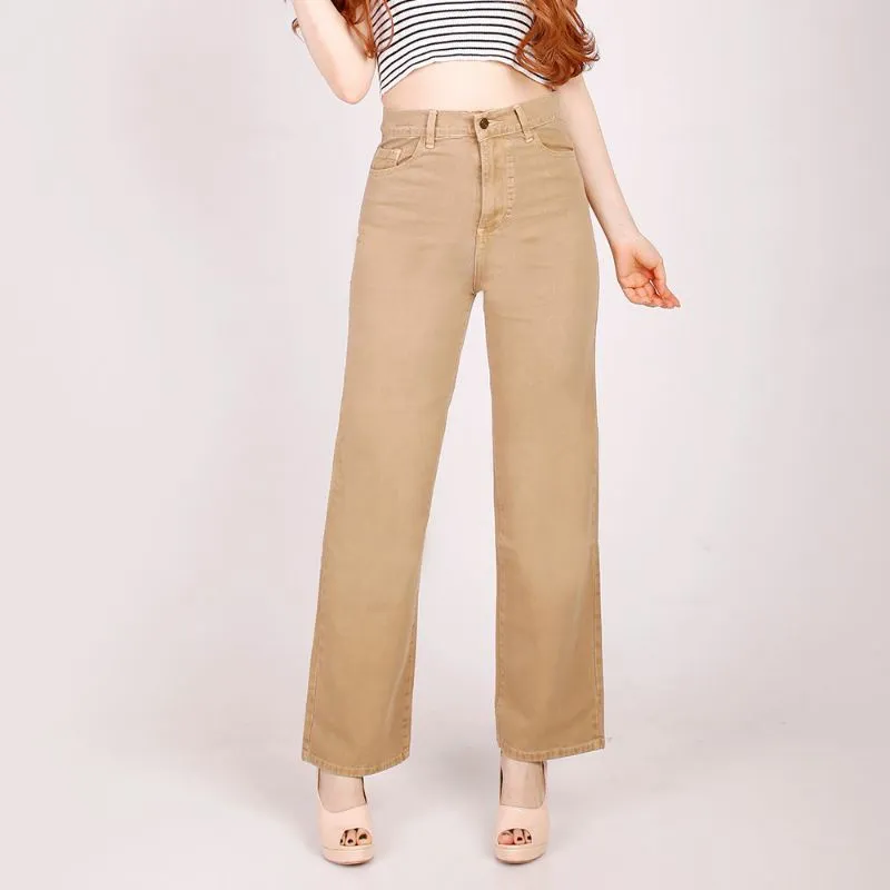 KULOT JEANS WANITA TERBARU 2023-HIGHWAIST -HITAM-PUTIH-CREAM-MOCCA-ARMY-ABU  ABU -CELANA OOTD KOREAN STYLE