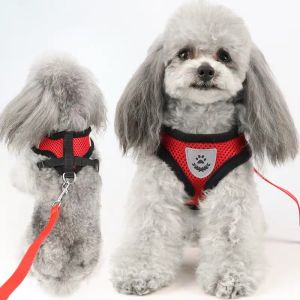 Pet Leash Dog Harness Mesh Breathable Adjustable Vest Pet Leash Pet Collar Leash Set Belt Traction Rope Pet Training Supplies
