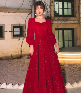 COCOEPPS Evening Dress 2023 New Host Personality Banquet Skirt Waist was Thinner Mid-length Dress HH