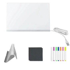 Message Marker Board LED Note Board Writing Board Acrylic Drawing Board with Stand and Pen for Office School Home