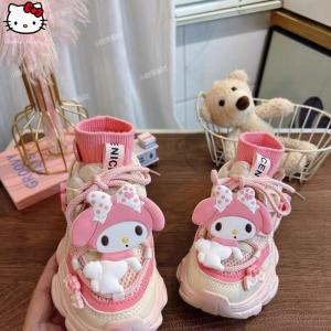 Christmas gifts Halloween Sanrio Melody Children Casual Shoes Girls Fall New Kawaii Cartoon Comfort Board Shoes Breathable Fashion Running Shoes Sneakers