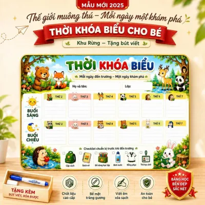 Bảng Thời Khóa Biểu Tráng Gương 20x30cm Khung Bo Viền Vàng Cao Cấp [TẶNG BÚT LÔNG VIẾT XÓA ĐƯỢC]
