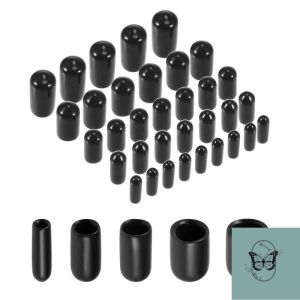XLdailyToolsMix 10/50pcs Rubber end caps Rubber Cap Screw End Cap Cover Plastic Tube Hub Thread Protector Push-fit for Pipe Round Black