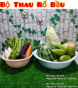 COMBO Thau + Rổ Bầu Màu Pastel Cực Đẹp - Hiệp Thành Plastic  An Toàn Vệ Sinh Thực Phẩm