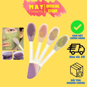 Cọ Rửa Mặt & Đắp Mặt Nạ Silicon 2 Đầu Tiện Lợi Mềm Mại Giúp Loại Bỏ Mụn Đầu Đen Và Tẩy Tế Bào Chết Hiệu Quả Cao