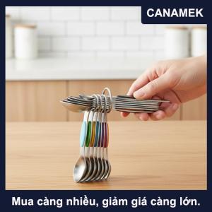 【CANAMEK】 Từ Đo Thìa Đặt 8Pcs Thép Không Gỉ Hai Mặt Stackable Thiết Kế Cho Nướng Nấu Ăn Nhà Bếp Công Cụ