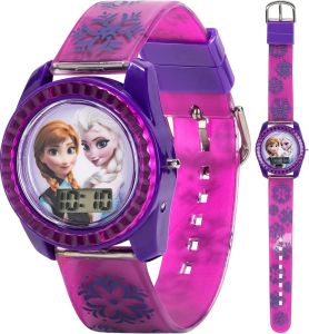 Frozen Kids Digital Watch – Anna & LCD Timepiece Purple Printed Strap Easy-Read Display Lightweight & Comfortable – Fits Wrists 5.5" to 8"