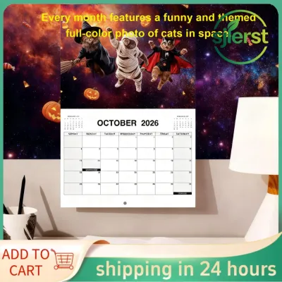 sjlerst 2026 Space Cats Lịch Mèo Vui Nhộn Theo Chủ Đề Hiện Tại Lịch Kế hoạch Giấy Đồng Tấm