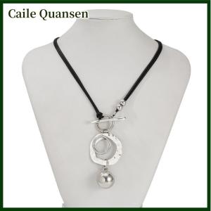 Caile Bohemian Ethnic Alloy Round Pendant Necklace For Women Vintage Leather Cord Beach Party Jewelry Accessories Gifts