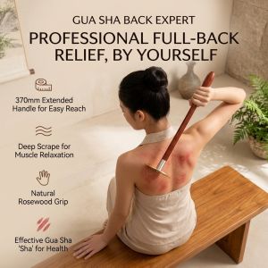 Pure Brass Gua Sha Tool Long Handle Body Scraper Self Back Scraping Tai Chi Shape Muscle Relief Lymphatic Drainage Full Body Massager