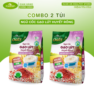 Combo 2 Túi Ngũ cốc Gạo lứt Huyết rồng (Ít đường) Xuân An 400g