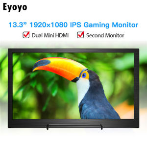 Eyoyo 13.3 Inch 2K 1080P HDR IPS Portable Monitor HDMI/USBC Type-C Input Gaming Monitor For PC  Display Compatible with Phone PS3 PS4 Xbox One Xbox 360 Raspberry Pi Wii U Laptop PC DVR  Dual Speaker