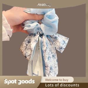 Heabety Fashion Printed Bow Hair Rope Elegant Ribbon Ponytail Hair Band For Women Sweet Rubber Band Hair Ring Fashion Headdress Hair Accessories