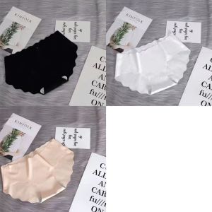 Ice Silk Seamless Womens Anti-Bacterial Cotton Crotch Breathable Thin One-Piece Mid-Rise Plus Size Triangle Panties 0.1cm Ultra-Soft No Lines Comfort